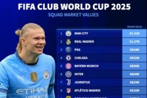 万博体育官网-世俱杯参赛球队身价排行：曼城13.1亿欧居首 皇马巴黎蓝军拜仁2-5
